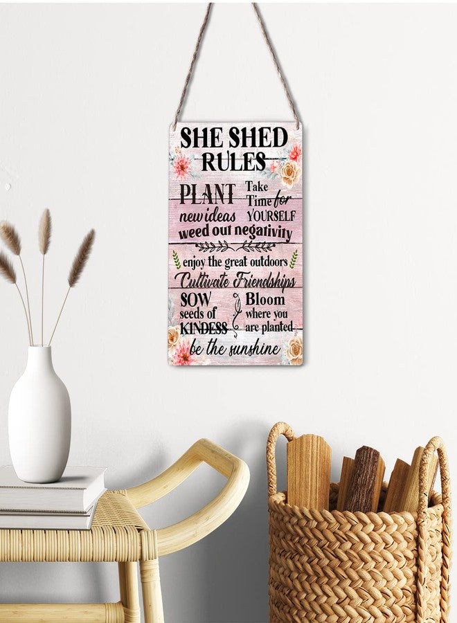 GUDIAO Farmhouse Garden Wooden Sign Wall Decor Rustic She Shed Rules Plant New Ideas Wood Plaque Hanging Sign Decoration for Home Door Outdoor 8"x10" - Image 4